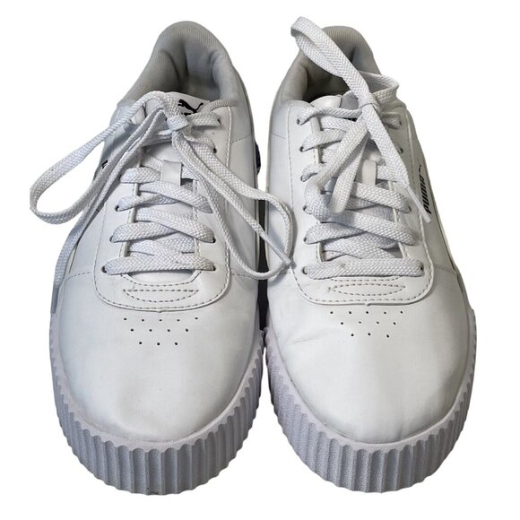Puma Carina White Casual Sneakers Shoes Low Top Minimalist 374106-01 Womens 8.5 - Picture 3 of 9